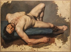 Peinture figurative : portrait masculin religieux de style romantique, Florence, XIXe siècle