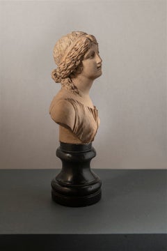 Pair of female mythological busts in the French Neoclassical style from the 19th century