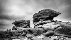 Pink Granite Coast Panorama 1, Black-and-White Fine Art Photograph, France