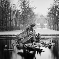 Duck Race, Schloss Schoenbrunn, Vienna - black and white landscape photography