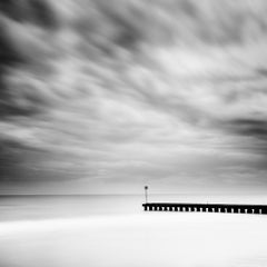 Wooden Pier in the Sea Study 1, Italy, Black and White Long Exposure Seascape