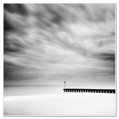 Wooden Pier in the Sea Study 1, Italy, Black and White Long Exposure Seascape