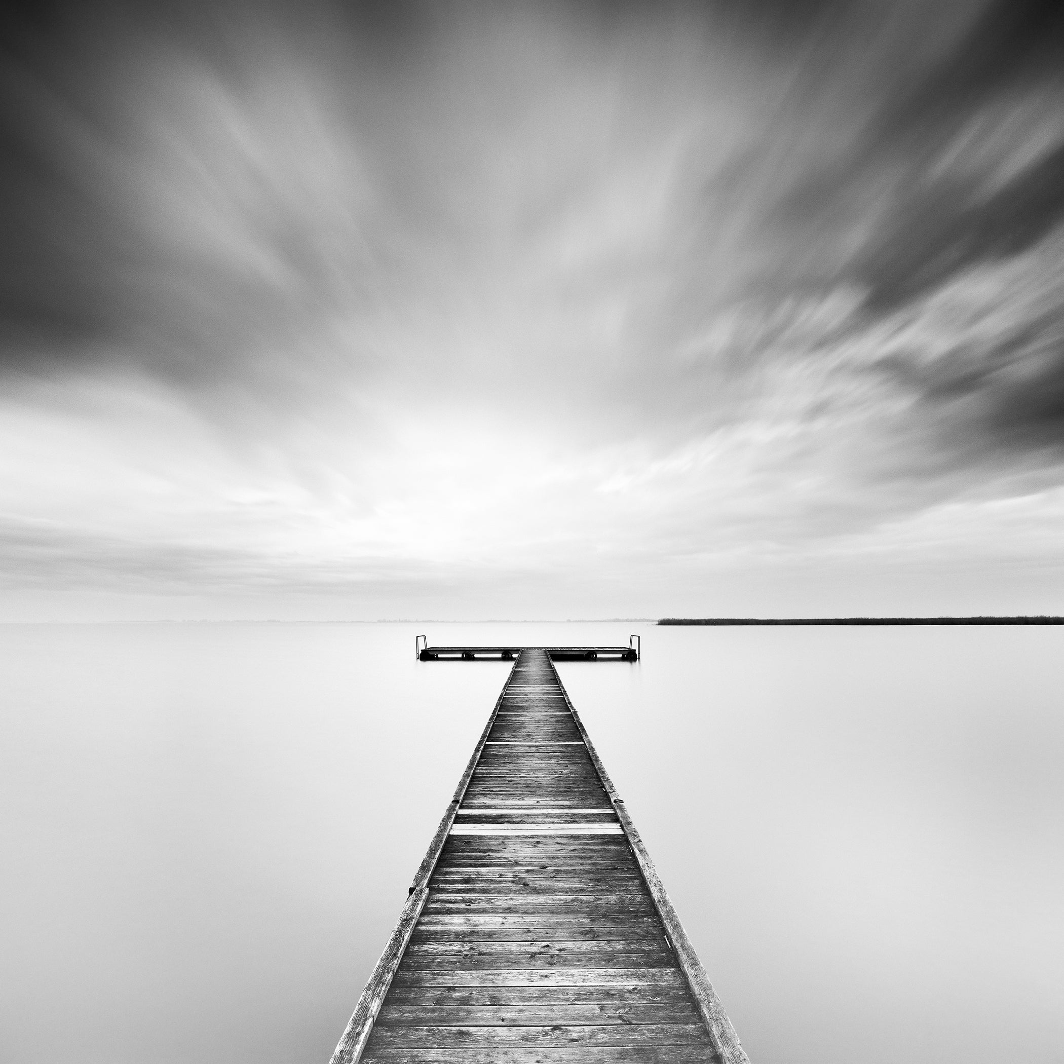 Winter Storm Over a Minimalist Wooden Pier, Limited Edition Waterscape Photo