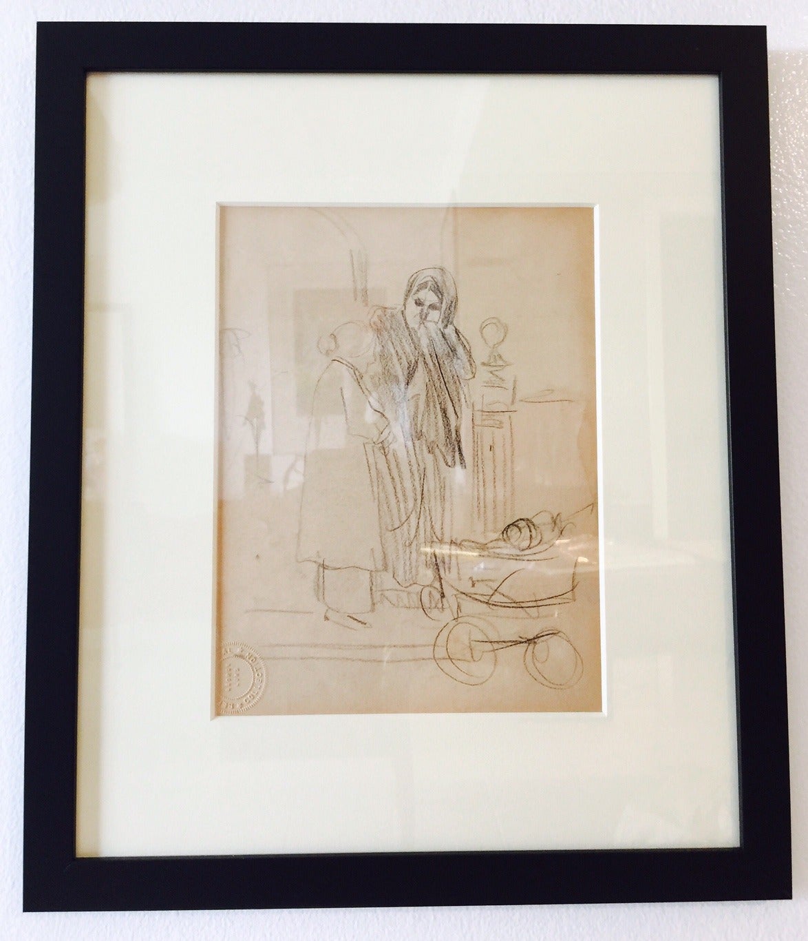 George Benjamin Luks Figurative Art - Baby Carriage