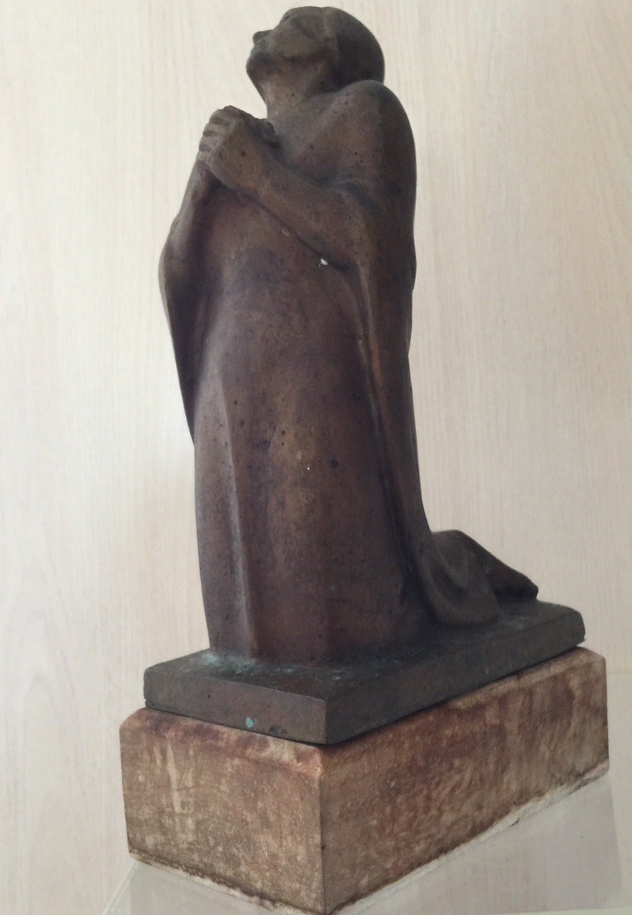 Ernst Barlach Figurative Sculpture - kneeling woman