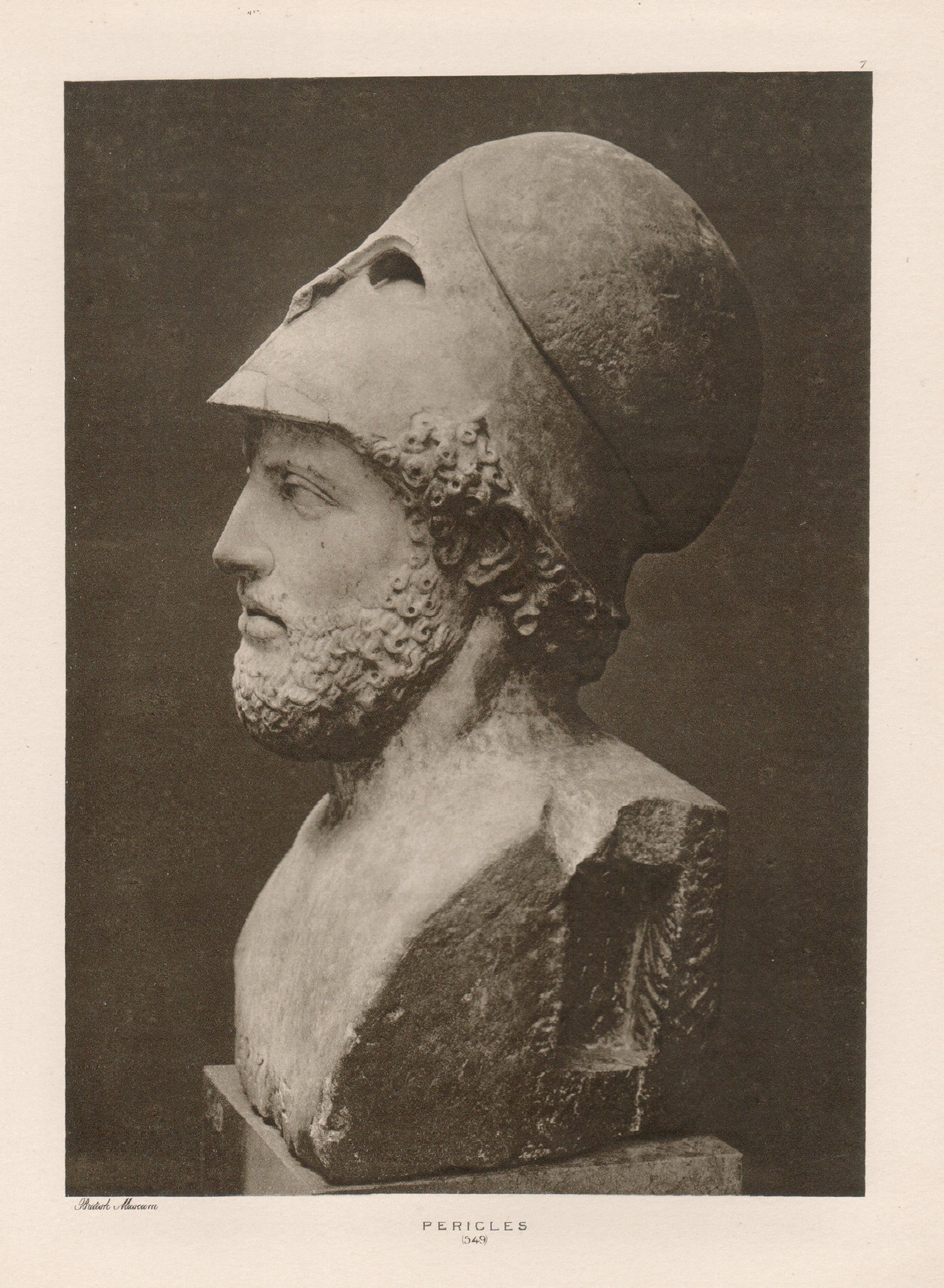 Unknown Figurative Print - Pericles, British Museum Greek Roman Classical sculpture photogravure, 1914