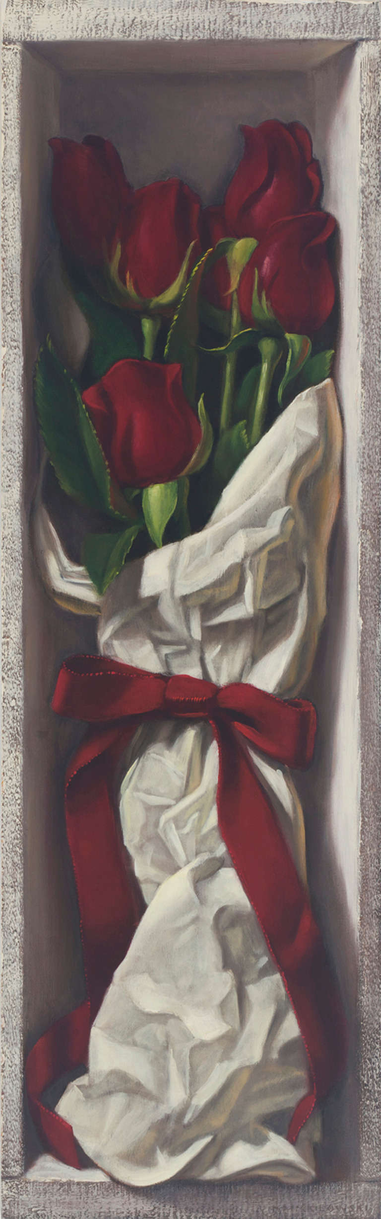 Denise Mickilowski Still-Life Painting - Six Roses for You