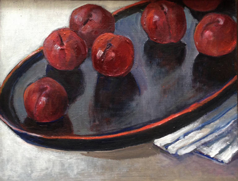 Polly Kraft Still-Life Painting - Red Plums