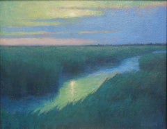 Beach Ocean Impressionistic Seascape Painting Michael Budden Moonlight Marsh