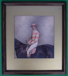 Jockey w/ Pink Stripe Silks Watercolour by Joshua Dighton (British, 1831-1908)
