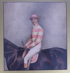 Jockey w/ Pink Stripe Silks Watercolour by Joshua Dighton (British, 1831-1908)