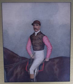 Jockey w/ Brown Silks/ Pink Sleeves Watercolour by Joshua Dighton (British, 1831