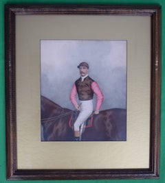 Jockey w/ Brown Silks/ Pink Sleeves Watercolour by Joshua Dighton (British, 1831