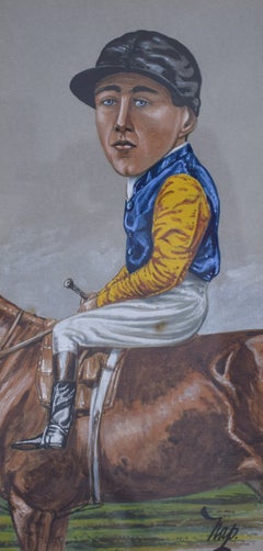 William Lane (1883-1920) Maj. Eustace Loder's Colours Jockey Pastel Watercolour