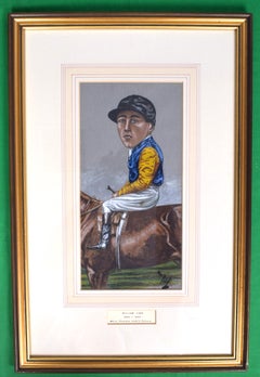 William Lane (1883-1920) Maj. Eustace Loder's Colours Jockey Pastel Watercolour