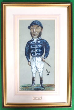 John Osborne (1833-1922) Jockey Pastel Watercolour Caricature Portrait by NAP