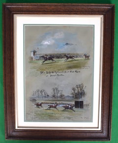 The Suffolk National Hunt Flat Race At Hurst Park c1910 Watercolour by John Beer