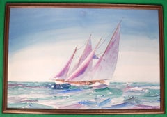 Yacht Racing 1927 Watercolor by Frederic Soldwedel (1886-1958) SIGNED (LR)