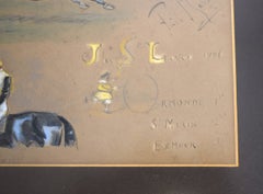 Acuarela de Finch Mason titulada «Vignette de las St Leger Stakes de 1886 con 7 jinetes», FIRMADA