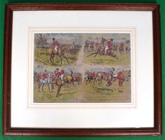 Vignette Of 4 Fox Hunt Scenes Watercolour by George Finch Mason