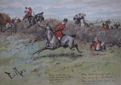 Party On The Roan Fox Hunt Scene Watercolour by George Finch Mason