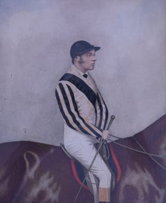 Huntsman w/ Green Coat/ Black Cap & Riding Crop Watercolour by Joshua Dighton