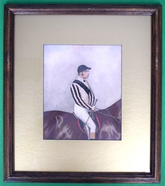 Huntsman w/ Green Coat/ Black Cap & Riding Crop Watercolour by Joshua Dighton