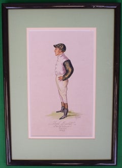 Fred Barrett Jockey Derby Winner 108 Wins 1889 Watercolour by Astor