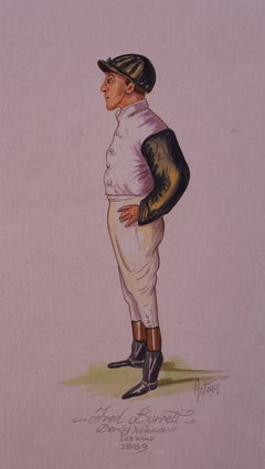 Fred Barrett Jockey Derby Winner 108 Wins 1889 Watercolour by Astor