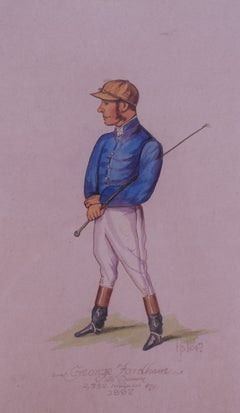 George Fordham Jockey The Demon 2382 Winners By 1887 Watercolour by Astor