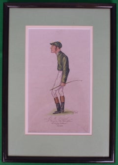 G.A. Baird Jockey Raced As Mr. Abington Derby Won 1887 Watercolour by Astor