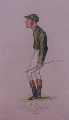 G.A. Baird Jockey Raced As Mr. Abington Derby Won 1887 Watercolour by Astor
