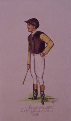 George Barrett Jockey One & Two Thousand Guineas Winner 1885 Watercolour by Asto
