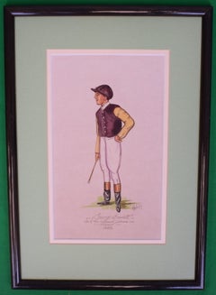 George Barrett Jockey One & Two Thousand Guineas Winner 1885 Watercolour by Asto