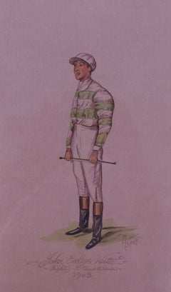 John Evelyn Watts Jockey Eighty-Four Winners 1903 Watercolour by Astor
