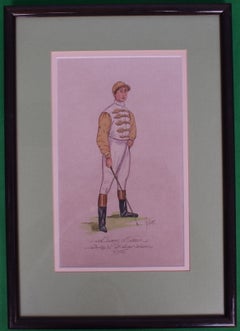 Danny Maher Jockey Derby & St. Leger Winner 1903 Watercolour by Astor