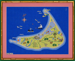 Needlepoint Map of Nantucket c1970s Canvas by Erica Wilson