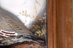 Hand Painted Quail Composition Relief Sculpture & Landscape by Joseph Q. Whipple