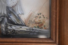 Hand Painted Quail Composition Relief Sculpture & Landscape by Joseph Q. Whipple