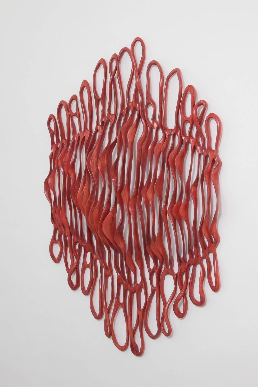 Red Dawn Cascade - Brown Abstract Sculpture by Caprice Pierucci