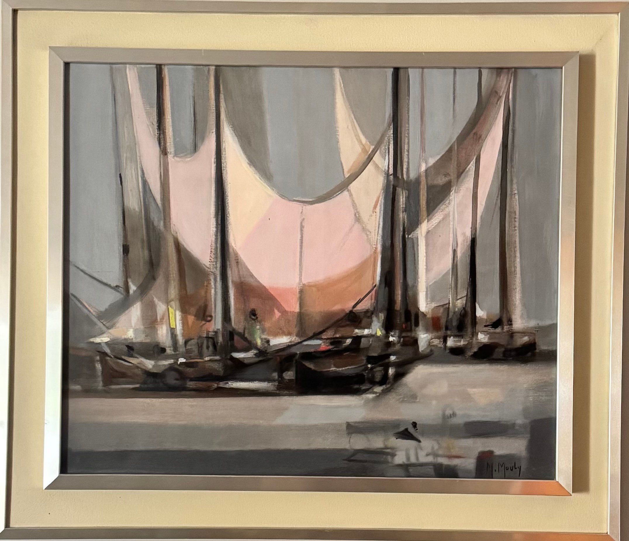 Dipinto paesaggistico d'epoca, olio su tela, firmato, 1900 circa, Marcel Mouly