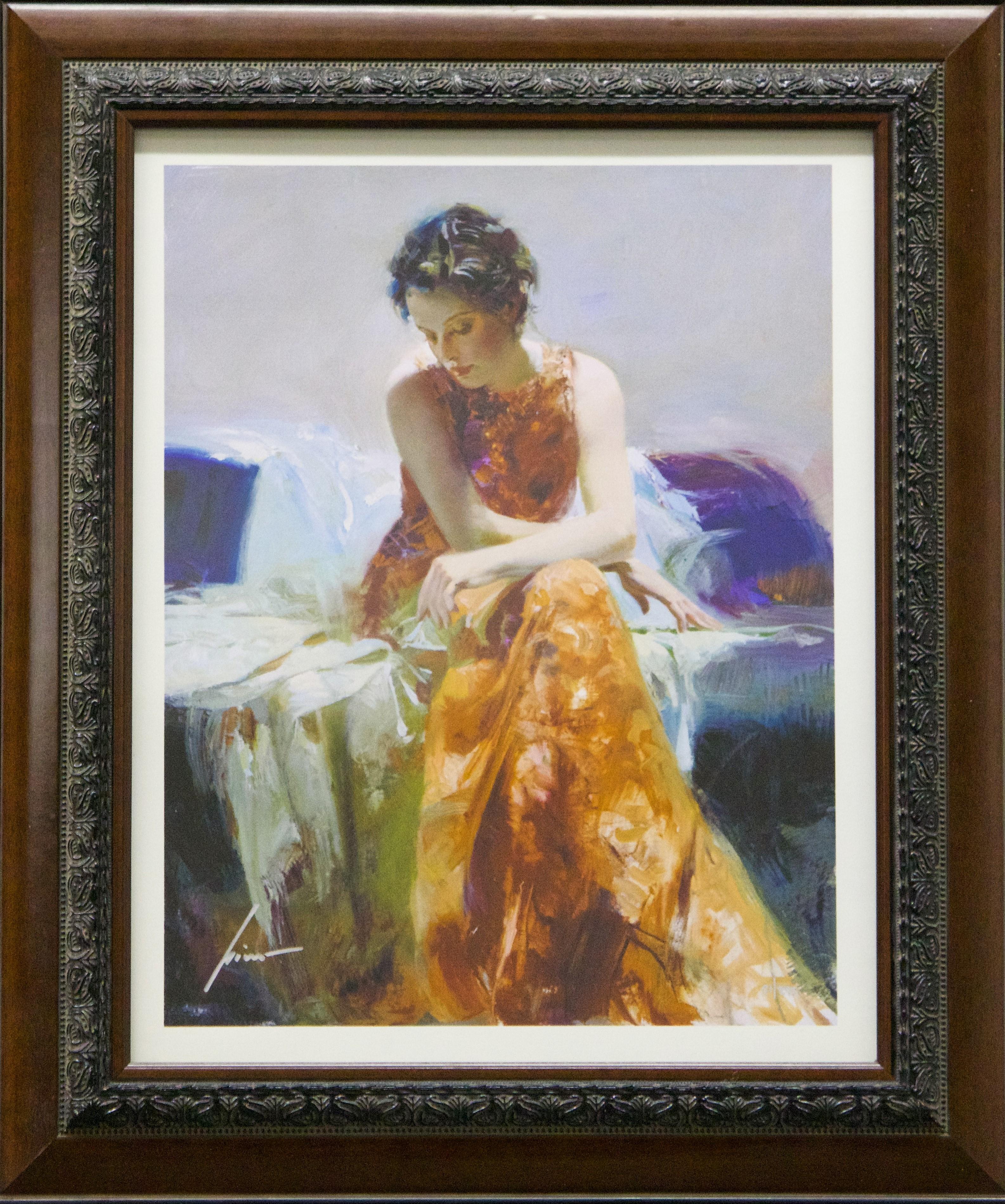 Pino Daeni Portrait Print - Solace-Framed Limited Edition Giclee on Paper, Signed by Artist