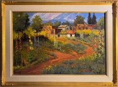 Hollyhock Garden by Hans H. Ressdorf 24x36" Original Oil
