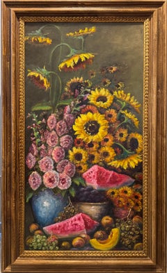 "Abundance" di Sharles, olio su tavola, originale 48x24"