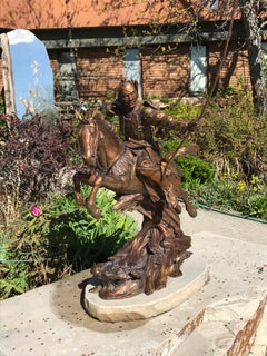 « Ancient Warrior » de Dee Clements, 37 pouces de haut, sculpture figurative en bronze, éd. limitée à 30 exemplaires