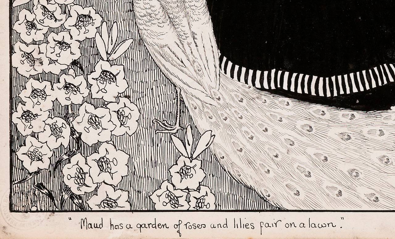 Maud has a Garden of Roses and Lilies Fair on a Lawn - Art Nouveau Art by Ida Rentoul Outhwaite