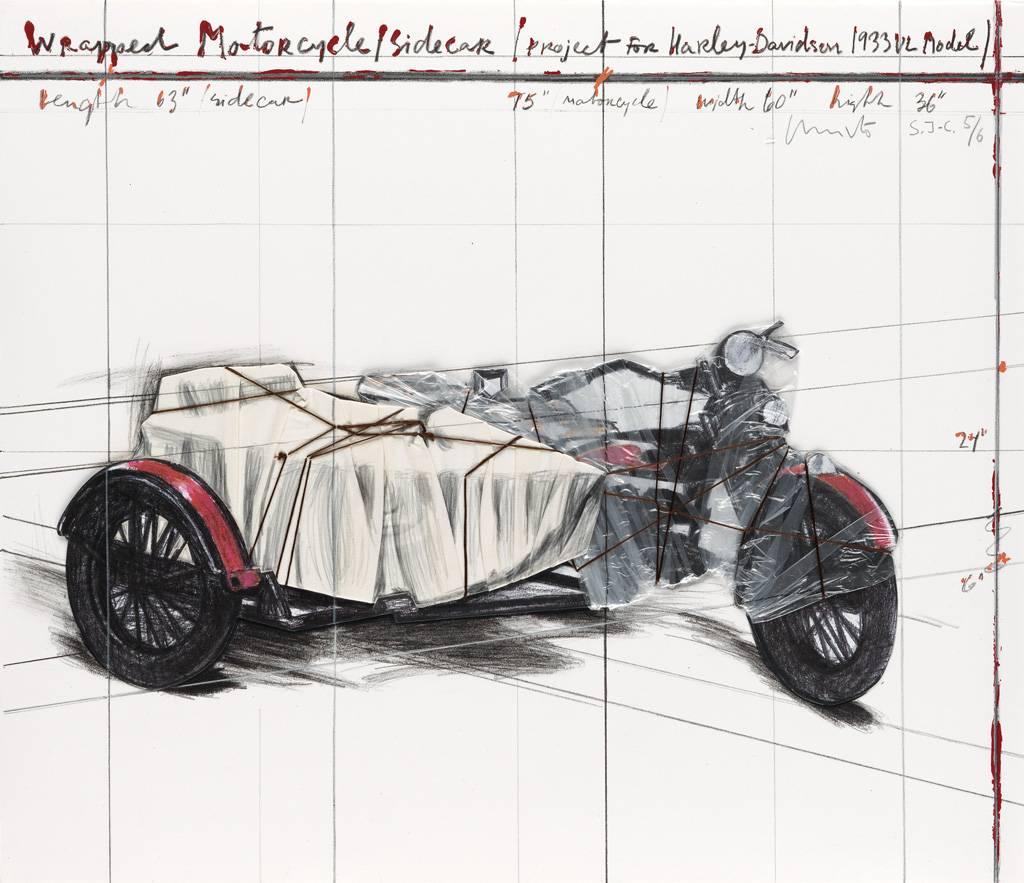 Wrapped Motorcycle/Sidecar (Project for Harley-Davidson  1933 VL Model)  - Print by Christo and Jeanne-Claude
