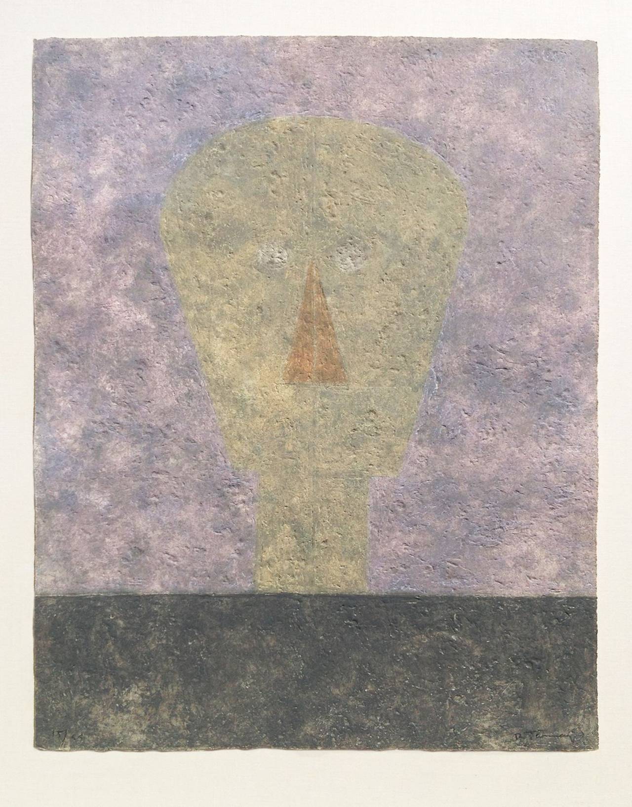 Cabeza Sobre Fondo Rosa (Head on Pink Background) - Print by Rufino Tamayo