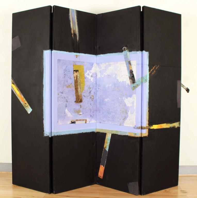 4 Panel Large Blue/Black Screen - Mixed Media Art by Armond Lara