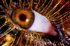 Eyes #1– Miles Aldridge, woman, fashion, make up, grill, pop art, colour